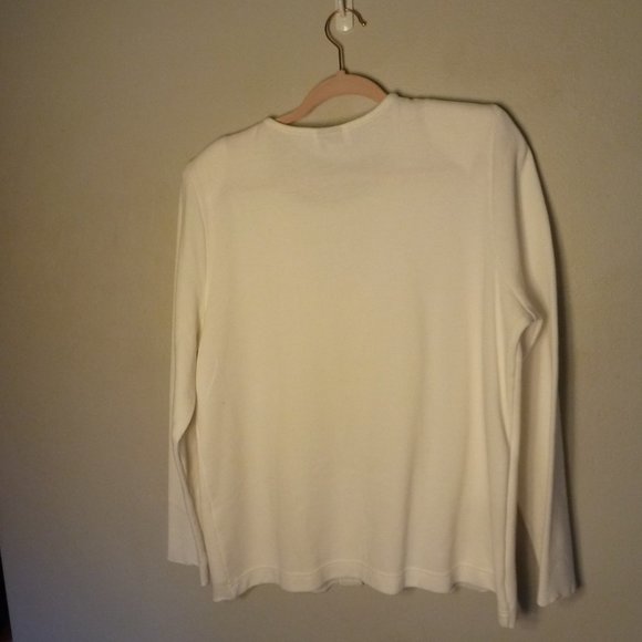 Teddi cardigan faux twin set (tank panel) white embroidery accent XL 1X - Picture 6 of 6